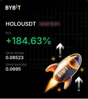 Опубликованный скриншот HOLOUSDT: шорт 10 x, ROI +184.63%, 2026-08-14